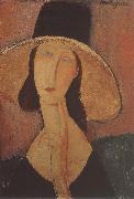 Amedeo Modigliani Portrait of Jeanne hebuterne iwth large hat Sweden oil painting artist